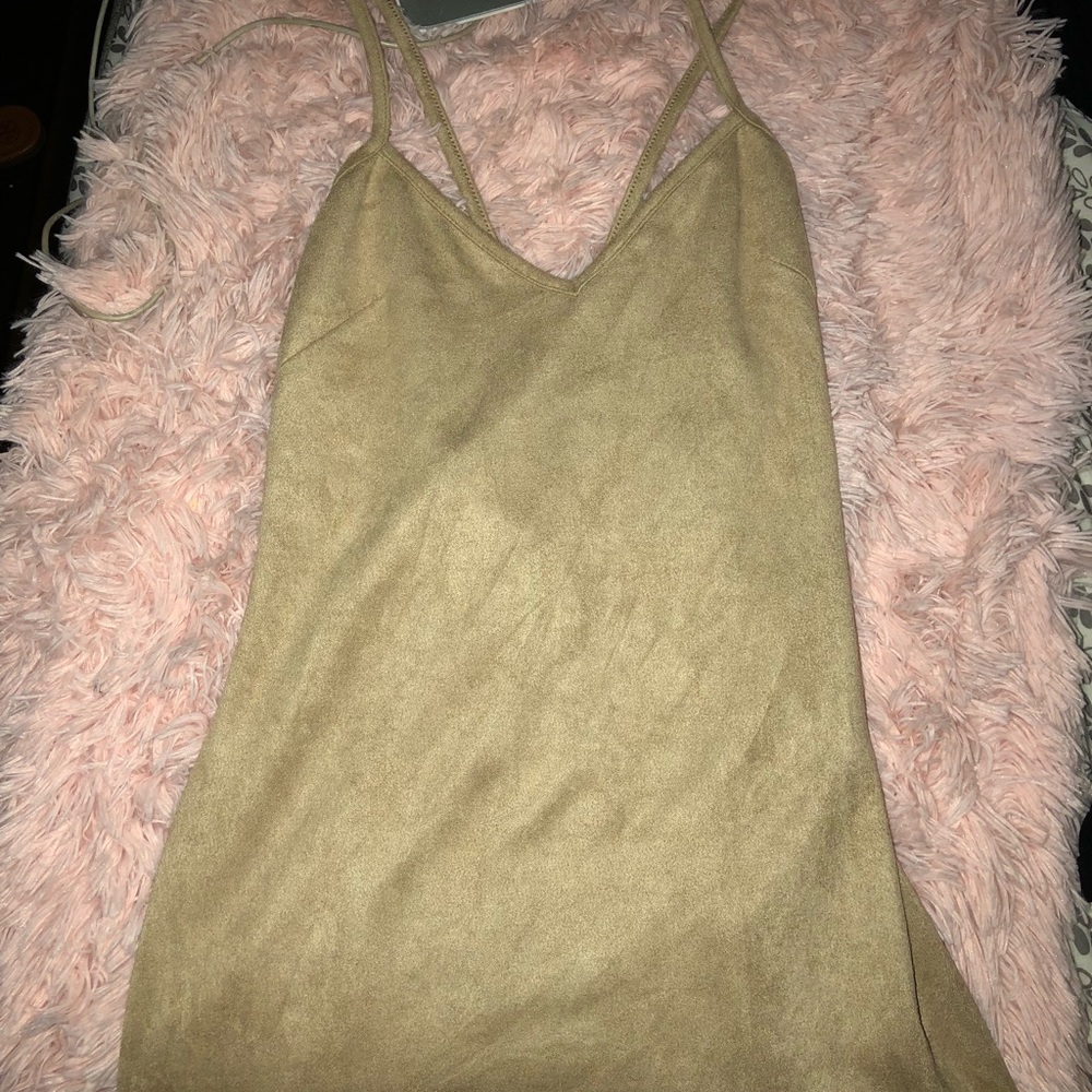 Bebe lace up suede dress